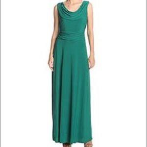 Kasper Green Drape Neck Maxi Dress